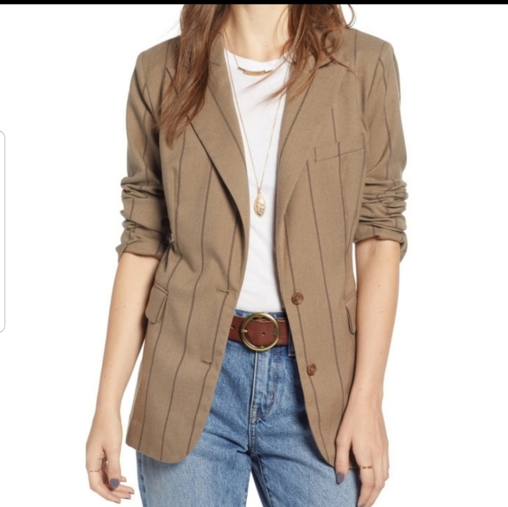 Treasure & Bond brown stripe menswear blazer